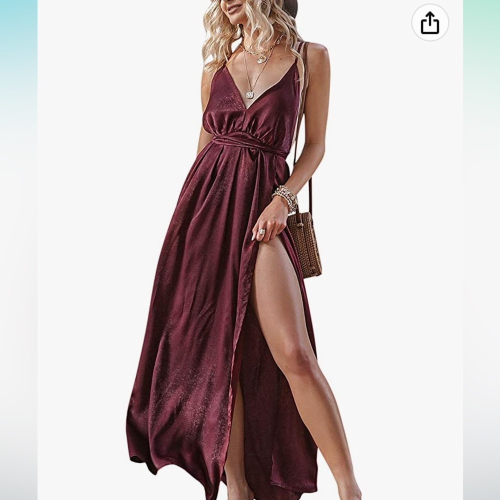 Sexy low V backless maxi dress